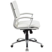 Boss B9476-WT White CaressoftPlus Executive Mid-Back Chair