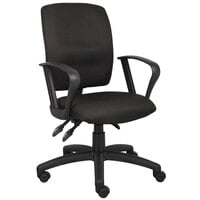 Boss B3037-BK Black Fabric Multi-Function Task Chair with Loop Arms