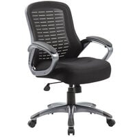 Boss B6756-BK Black Mesh High Back Ribbed Chair