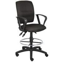 Boss B1637-BK Black Multi-Function Fabric Drafting Stool with Loop Arms