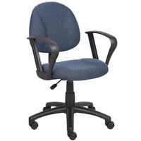Boss B317-BE Blue Tweed Perfect Posture Deluxe Office Task Chair with Loop Arms