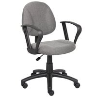 Boss B317-GY Grey Tweed Perfect Posture Deluxe Office Task Chair with Loop Arms