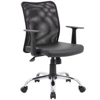 Boss B6116C-CS Black Mesh Back and Vinyl Seat Budget Task Chair with T-Arms