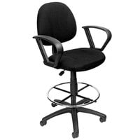 Boss B1617-BK Black Drafting Stool with Footring and Loop Arms
