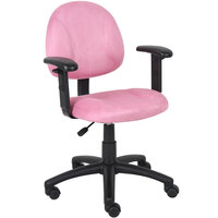 Boss B326-PK Pink Microfiber Perfect Posture Deluxe Office Task Chair with Adjustable Arms