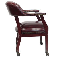 Boss B9545-BY Burgundy Vinyl Captain's Chair with Casters