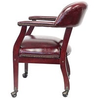 Boss B9545-BY Burgundy Vinyl Captain's Chair with Casters