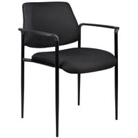 Boss B9503-BK Diamond Black Square Back Stacking Chair with Arms