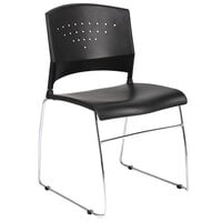 Boss B1400-BK-1 Black Stack Chair with Chrome Frame