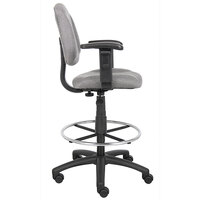 Boss B1616-GY Grey Drafting Stool with Footring and Adjustable Arms