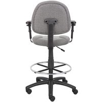 Boss B1616-GY Gray Drafting Stool with Footring and Adjustable Arms