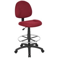 Boss B1615-BY Burgundy Armless Drafting Stool with Footring