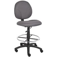 Boss B1690-GY Gray Fabric Drafting Stool with Footring