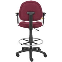 Boss B1616-BY Burgundy Drafting Stool with Footring and Adjustable Arms