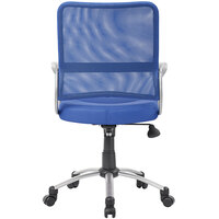 Boss B6416-BE Blue Mesh Task Chair with Pewter Finish and Casters