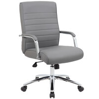 Boss B696CRB-GY Modern Executive Grey Ribbed CaressoftPlus Conference Chair