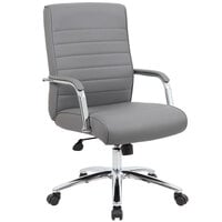 Boss B696CRB-GY Modern Executive Gray Ribbed CaressoftPlus Conference Chair