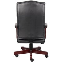 Boss B905-BK Black Caressoft Classic Chair with Mahogany Finish