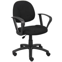 Boss B317-BK Black Tweed Perfect Posture Deluxe Office Task Chair with Loop Arms