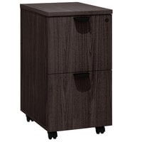 Boss N149-MOC Mocha Laminate Mobile Pedestal Letter File Cabinet with 2 File Drawers - 16 inch x 22 inch x 28 1/2 inch