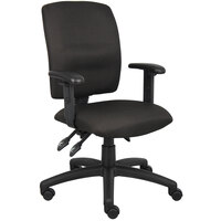 Boss B3036-BK Black Fabric Multi-Function Task Chair with Adjustable Arms