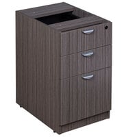 Boss N166-DW Driftwood Laminate Deluxe Pedestal Letter File Cabinet with 2 Box Drawers and 1 File Drawer - 16 inch x 22 inch x 28 1/2 inch