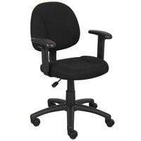 Boss B316-BK Black Tweed Perfect Posture Deluxe Office Task Chair with Adjustable Arms