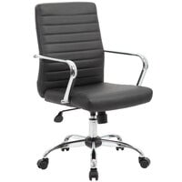Boss B436C-CP Black Retro Task Chair with Chrome Fixed Arms