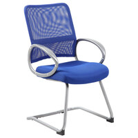 Boss B6419-BE Blue Mesh Guest Chair with Pewter Finish
