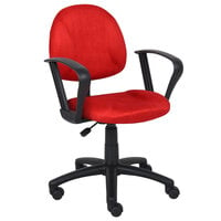 Boss B327-RD Red Microfiber Deluxe Posture Chair with Loop Arms