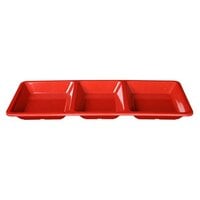 Thunder Group PS5103RD Passion Red Melamine Rectangular 3 Section Compartment Tray - 6/Pack