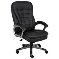 Boss B9331 Black High Back Executive Pillow Top Chair with Pewter Finished Base and Arms