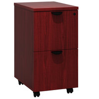 Boss N149-M Mahogany Laminate Mobile Pedestal Letter File Cabinet with 2 File Drawers - 16 inch x 22 inch x 28 1/2 inch