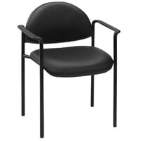 Boss B9501-CS Diamond Black Caressoft Stacking Chair with Arms