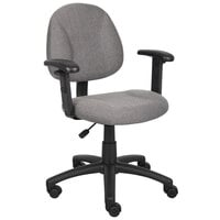 Boss B316-GY Gray Tweed Perfect Posture Deluxe Office Task Chair with Adjustable Arms