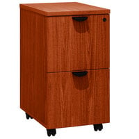Boss N149-C Cherry Laminate Mobile Pedestal Letter File Cabinet with 2 File Drawers - 16 inch x 22 inch x 28 1/2 inch