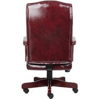 Boss B905-BY Oxblood Caressoft Classic Chair with Mahogany Finish