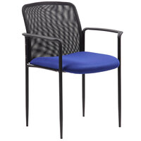 Boss B6909-BE Blue Mesh Stackable Guest Chair with Arms
