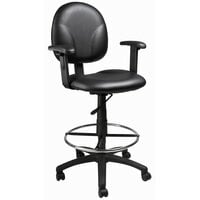 Boss B1691-CS Black Caressoft Fabric Drafting Stool with Adjustable Arms and Footring