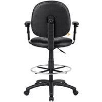 Boss B1691-CS Black Caressoft Fabric Drafting Stool with Adjustable Arms and Footring