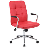Boss B331-RD Red Modern Office Chair with Chrome Arms
