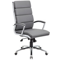 Boss B9471-GY Grey CaressoftPlus Executive Chair with Metal Chrome Finish