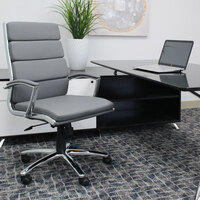 Boss B9471-GY Grey CaressoftPlus Executive Chair with Metal Chrome Finish