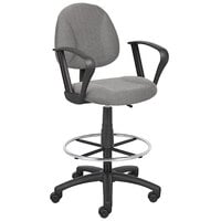 Boss B1617-GY Gray Drafting Stool with Footring and Loop Arms