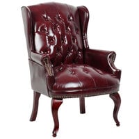 Boss B809-BY Traditional Series Burgundy Wingback Guest Chair