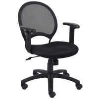Boss B6216 Black Mesh Chair with Adjustable Arms