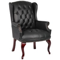 Boss B809-BK Traditional Series Black Wingback Guest Chair