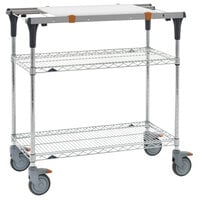 Metro MS1836-BRBR-PK1 PrepMate MultiStation with Cutting Board and Brite Zinc Wire Shelving - 38 inch x 19 3/8 inch x 39 1/8 inch