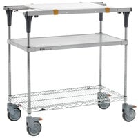 Metro MS1848-FGBR-PK1 PrepMate MultiStation with Cutting Board and Galvanized and Brite Zinc Wire Shelving - 50 inch x 19 3/8 inch x 39 1/8 inch