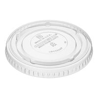 Fabri-Kal LGC12/20F Greenware 9, 12, and 20 oz. Compostable Clear Plastic Flat Lid without Straw Slot - 100/Pack